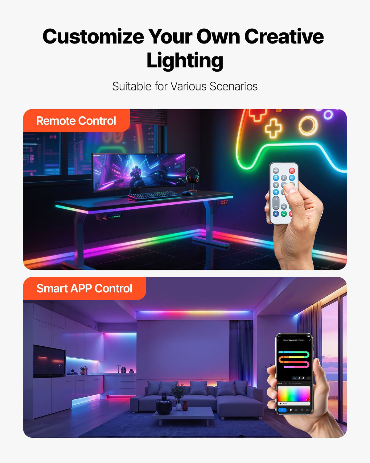 Smart LED Neon Rope Light 16.4 ft – RGB-IC, App & Voice Control, Music Sync – image 3