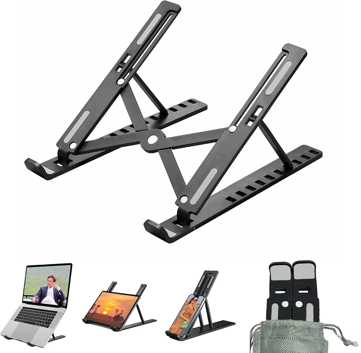 Foldable Aluminum Laptop Stand – 7 Height Levels, Fits 8–16" Devices