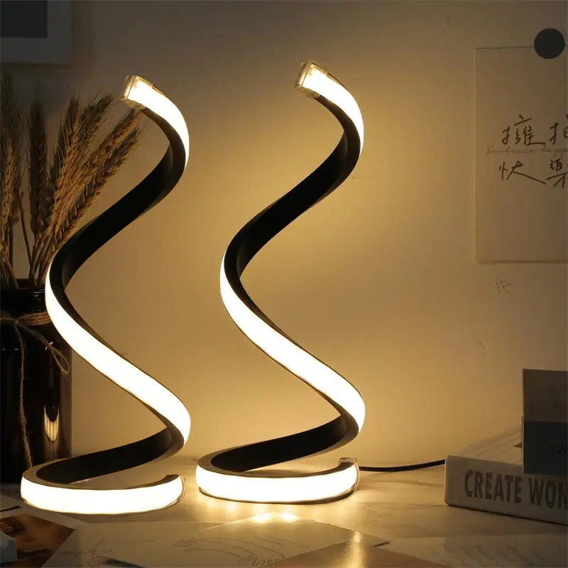 Spiral LED Table Lamp (Set of 2) – 3 Color Modes, USB Powered
