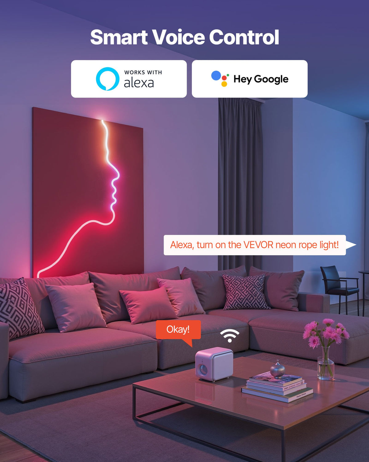 Smart LED Neon Rope Light 16.4 ft – RGB-IC, App & Voice Control, Music Sync – image 2