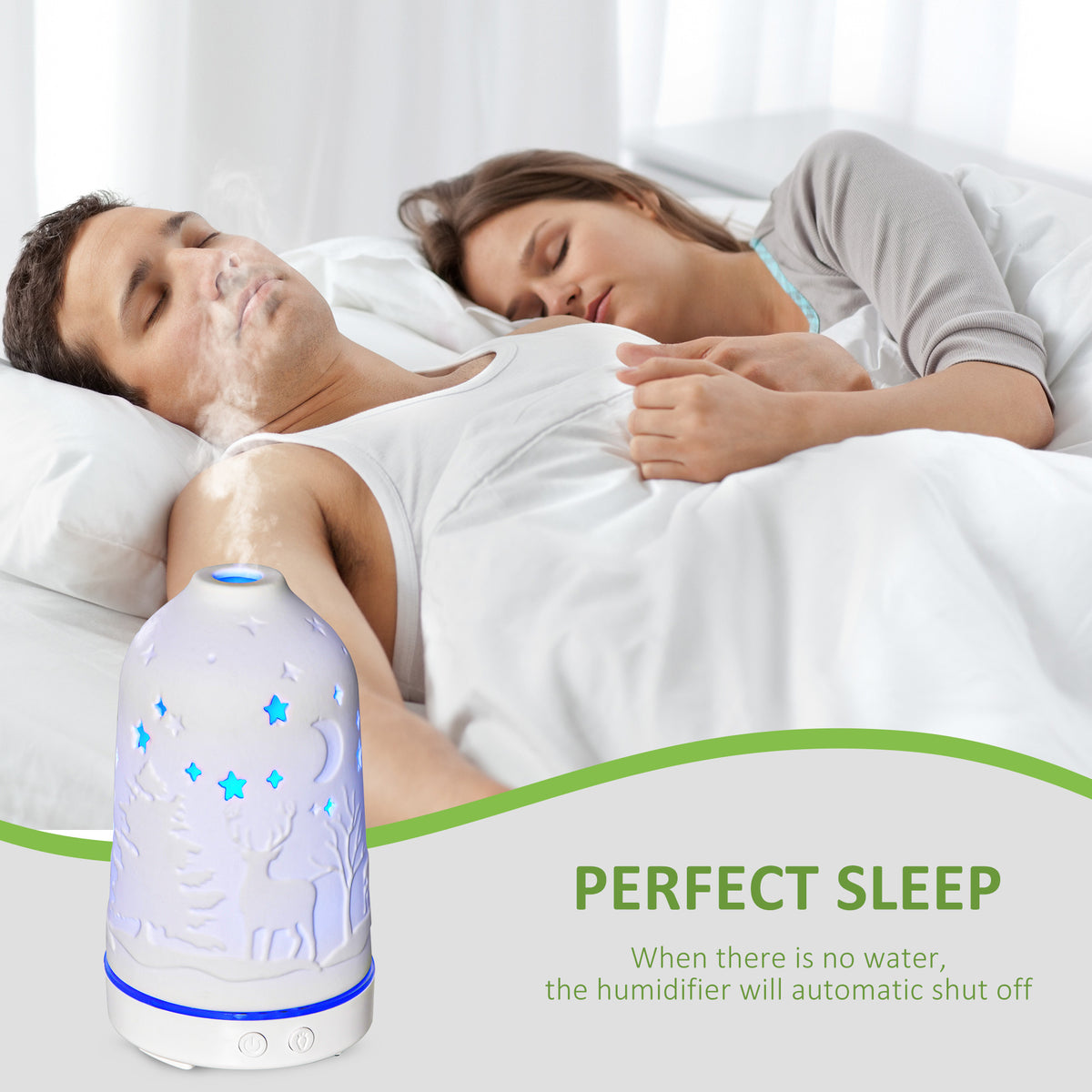 Ceramic Ultrasonic Aroma Diffuser & Humidifier 100 ml – 7 LED Colors – image 3
