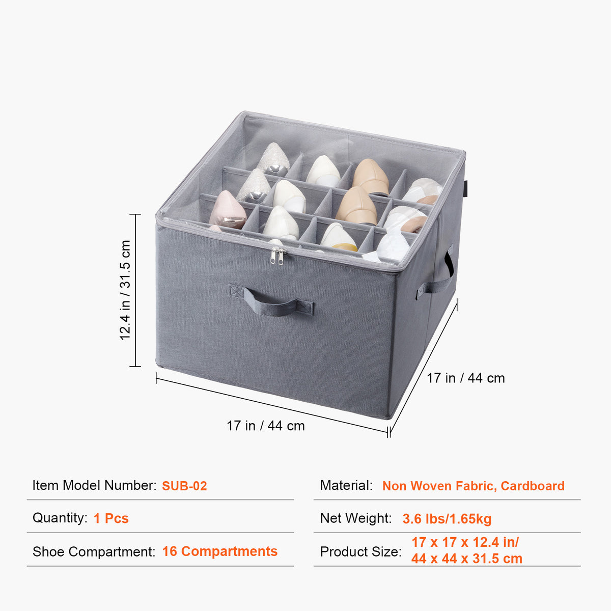 Under-Bed Shoe Storage Organizer – 16 Adjustable Compartments, Clear Lid – image 5