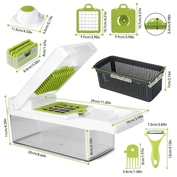 12-in-1 Vegetable Chopper & Slicer Set with Container – image 4