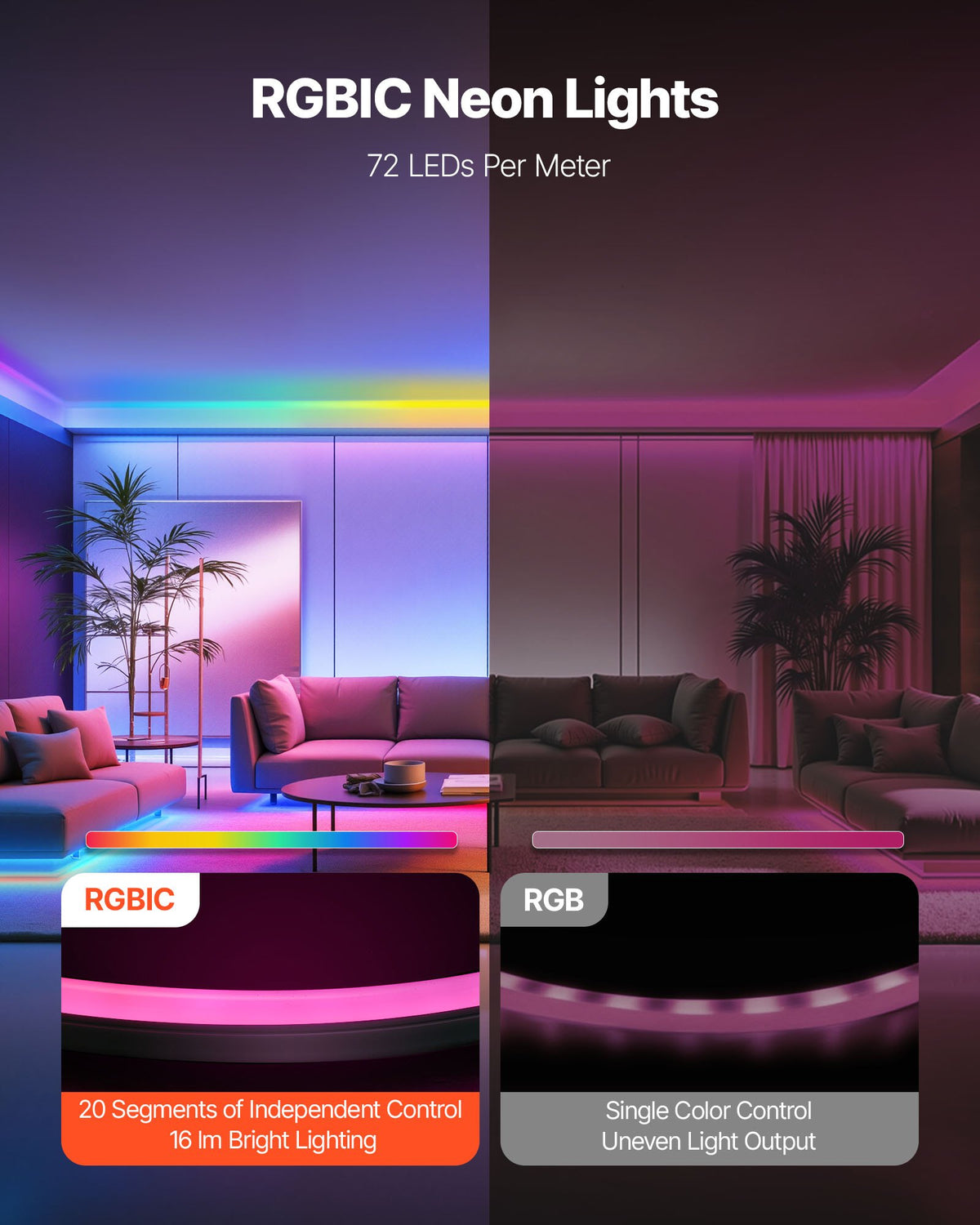 Smart LED Neon Rope Light 16.4 ft – RGB-IC, App & Voice Control, Music Sync – image 4