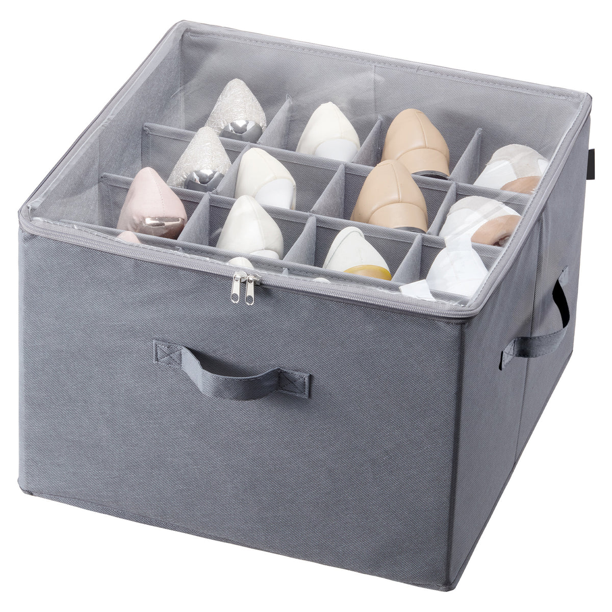 Under-Bed Shoe Storage Organizer – 16 Adjustable Compartments, Clear Lid