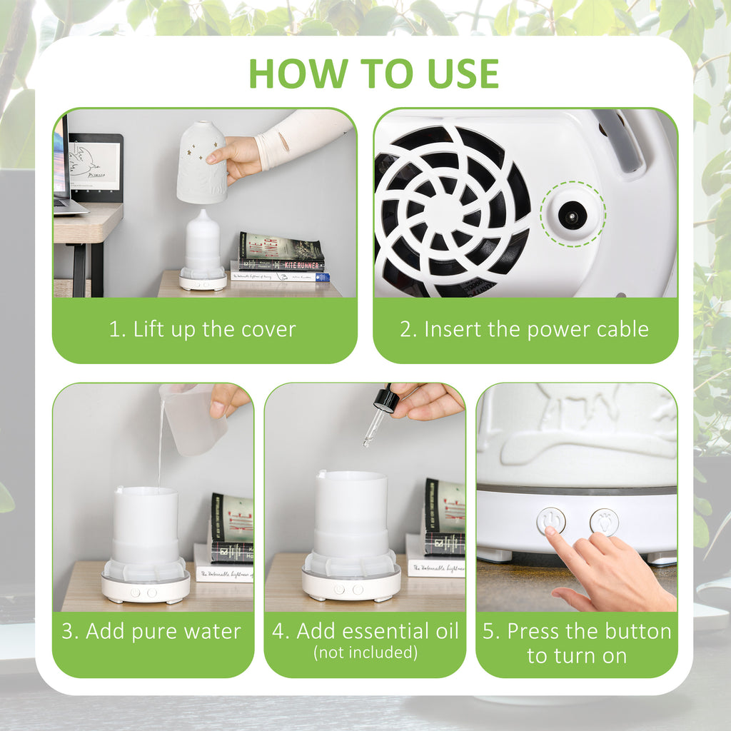 Ceramic Ultrasonic Aroma Diffuser & Humidifier 100 ml – 7 LED Colors – image 2